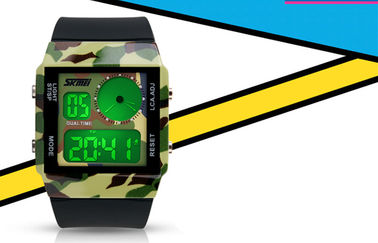 De unisex- Dubbele Dubbele Tijd van het Tijd Analoog-numerieke Horloge met 5 Kleuren Backlights