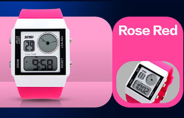 De unisex- Dubbele Dubbele Tijd van het Tijd Analoog-numerieke Horloge met 5 Kleuren Backlights