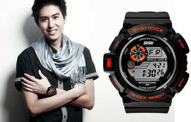De jongens vormen Zwart LCD het Scherm Multifunctioneel Digitaal Horloge met Gr Backlight