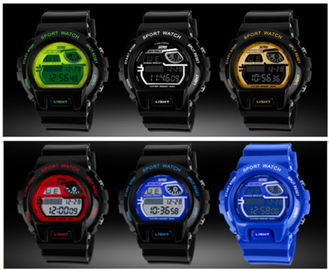 De Riemwater Bestand 5 ATM van het douane Blauw Multifunctioneel Digitaal Horloge Pu