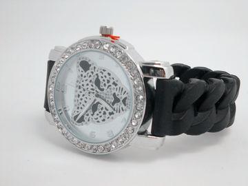Van de het Siliconemanchet van het luipaardkristal het Horloge Rode/Zwarte Niet corrosief