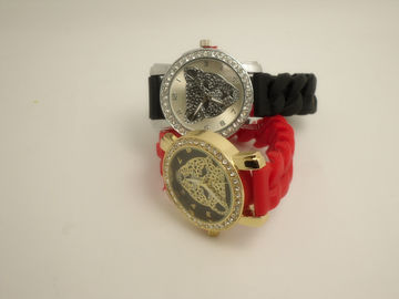 Van de het Siliconemanchet van het luipaardkristal het Horloge Rode/Zwarte Niet corrosief