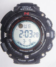 Het drievoudige de Stijl Multifunctionele Digitale Horloge van Sensorcasio duikt 30m Dieptepu Band