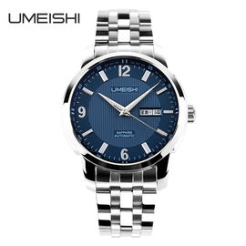 Blauw de Riemhorloge van het Gezichtsmetaal met Datumweek Roestvrije Steeel