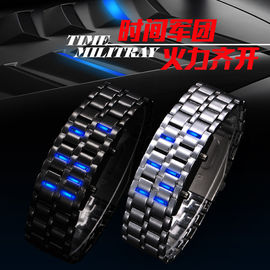 Van het de Bandhorloge van het douanemetaal van het Ijzersamoeraien Blauw Geleid de Armbandhorloge voor Mensen