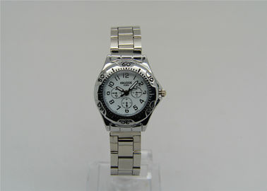 Rond legeringsgeval Dame Metal Strap Watch Japan analoge Beweging 3 ogenontwerp