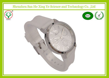 Witte Horlogeband 1 - 3 ATM-Horloges van de Siliconeriem voor Damesembleem Debossed