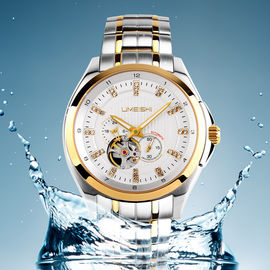 Bestand het Roestvrije staal Mechanisch Horloge van het mensen100m Water Gemerkt Saffierglas
