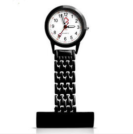 Buitensporig Zwart Stainess-de Verpleegsterszakhorloge/Gel van het Staalkwarts met embleemdruk