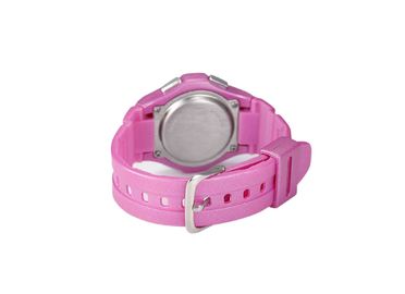 De ronde Roze Pu-Vrouwen maken Sporthorloge met LCD het Polshorloge van de Alarmgift waterdicht