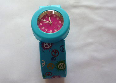 4-Kleuren afdrukken blauwe klap Silicon Gel armband horloges ronde geval 3,6 cm (S) 4.4cm(L)