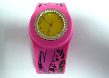 Rose Rhinestone Rubber Silicone klap armband horloges met lange tijd gebruik voor meisjes