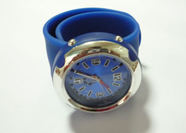 Blauw siliconen armband van het grote gezicht klap Rubber horloges met Water Resistant voor jongens